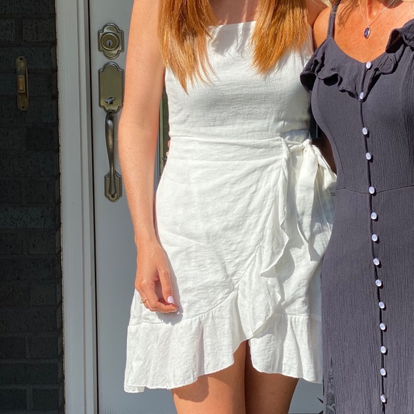 Lost In Lunar White Linen Wrap Dress - Picture 1 of 4